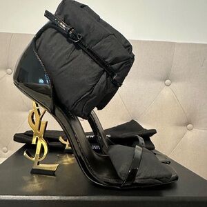 YSL YVES SAINT LAURENT OPYUM HEEL BLACK 6 EURO 36